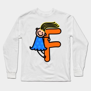 Letter F for girls alphabet Kids Colorful Cartoon Character Long Sleeve T-Shirt